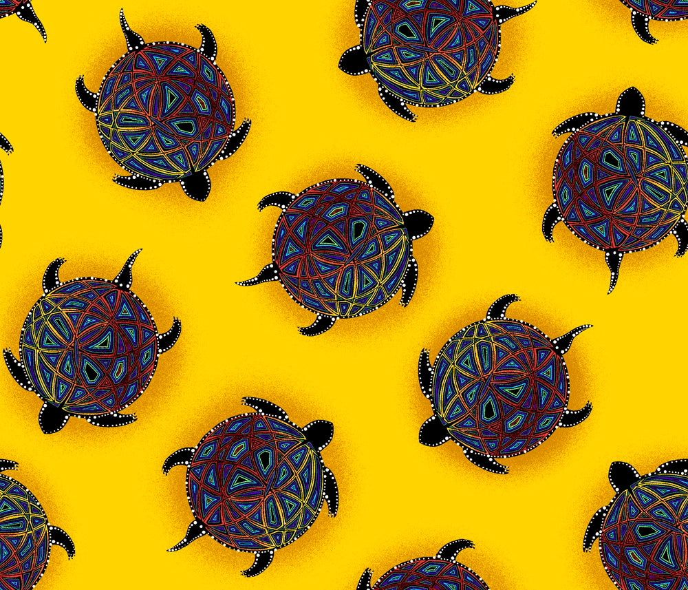 Turtle_by_Betty_Albert BA-00012M-Yellow Indigenous fabrics by Itex Designs