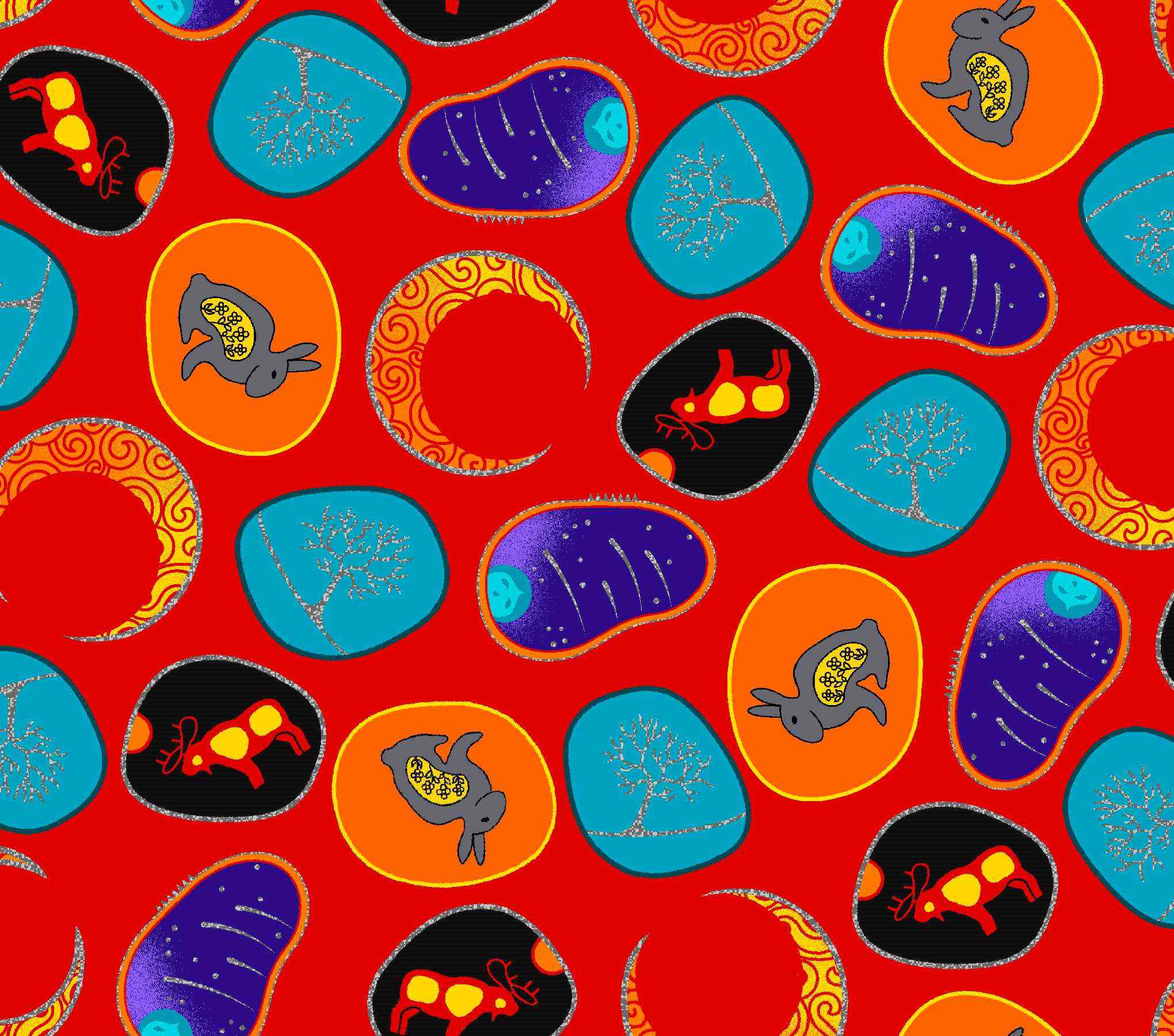 Wolf_by_Loretta_Gould_ LG-0004M-RED Indigenous fabrics by Itex Designs