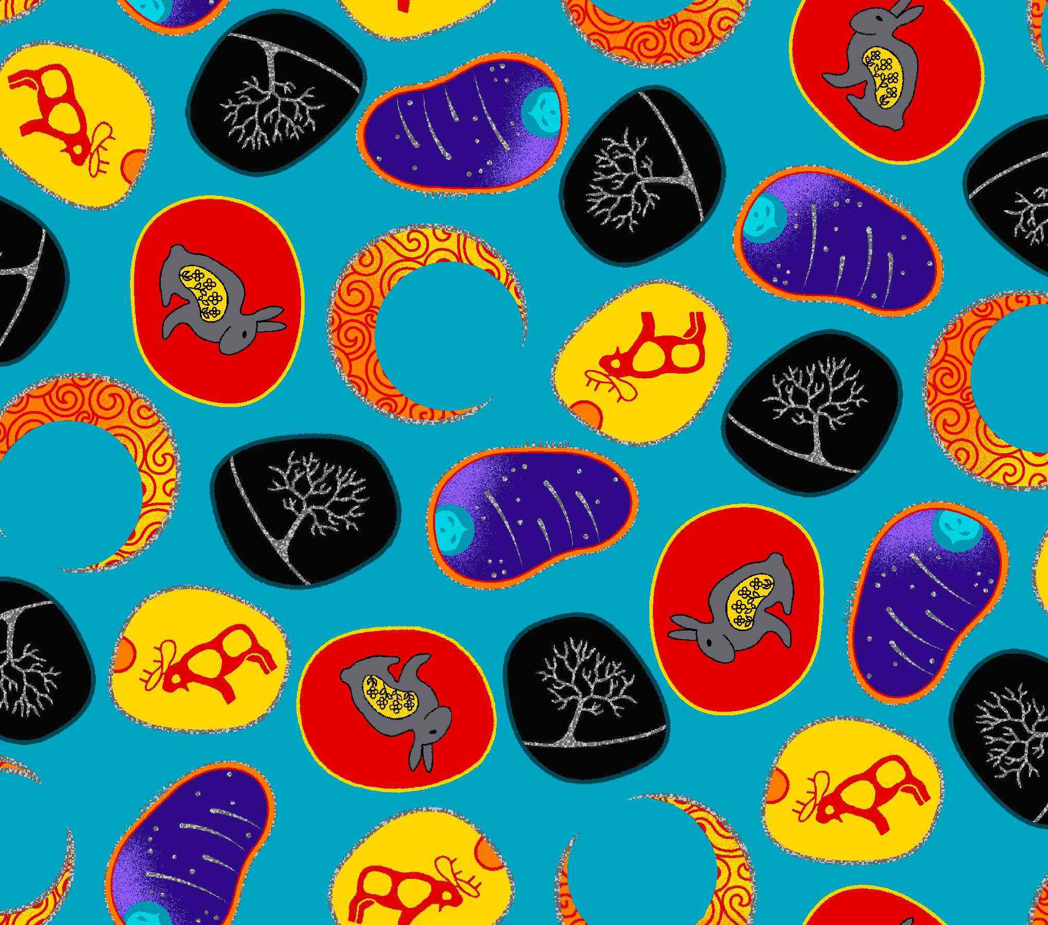 Wolf_by_Loretta_Gould_ LG-0004M-TEAL Indigenous fabrics by Itex Designs