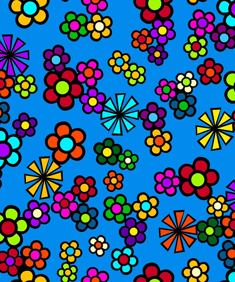 Yellowquill_Floral_by_Kevin_Peeace KP-0004-Blue Indigenous fabrics by Itex Designs
